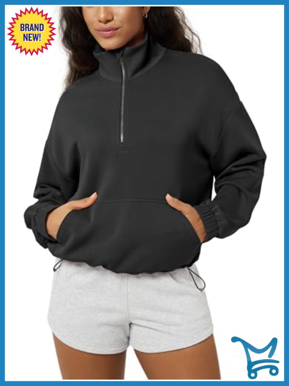 Modal Soft Oversized Half Zip Sweatshirt Funnel Neck Pullover Pocket